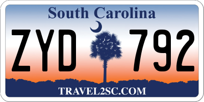 SC license plate ZYD792