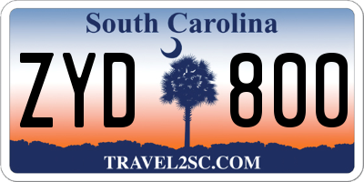 SC license plate ZYD800