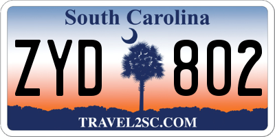 SC license plate ZYD802