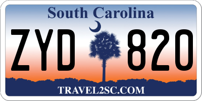 SC license plate ZYD820