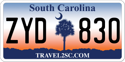 SC license plate ZYD830