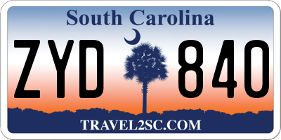SC license plate ZYD840