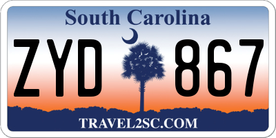 SC license plate ZYD867