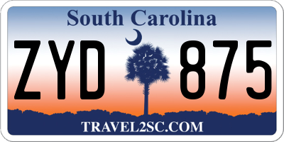 SC license plate ZYD875