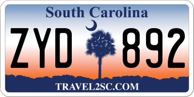 SC license plate ZYD892