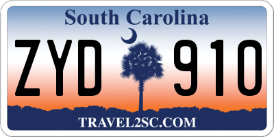 SC license plate ZYD910