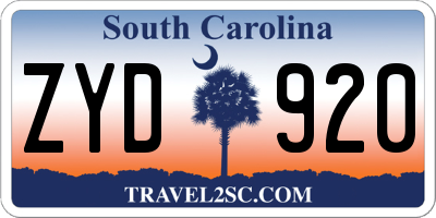 SC license plate ZYD920