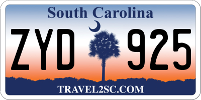 SC license plate ZYD925