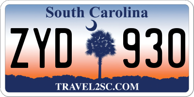 SC license plate ZYD930