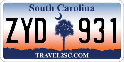 SC license plate ZYD931