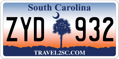 SC license plate ZYD932