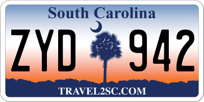 SC license plate ZYD942