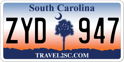 SC license plate ZYD947