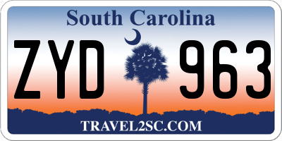 SC license plate ZYD963