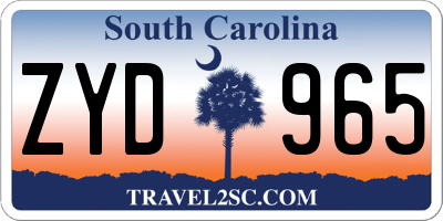 SC license plate ZYD965
