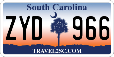SC license plate ZYD966
