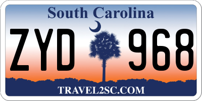 SC license plate ZYD968