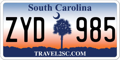SC license plate ZYD985