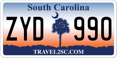 SC license plate ZYD990