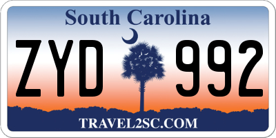 SC license plate ZYD992
