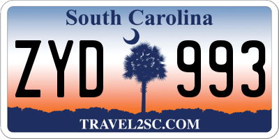SC license plate ZYD993