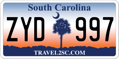 SC license plate ZYD997