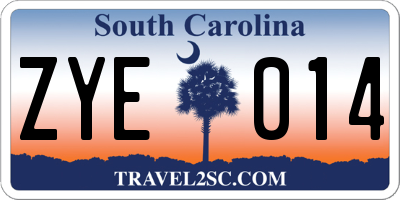 SC license plate ZYE014