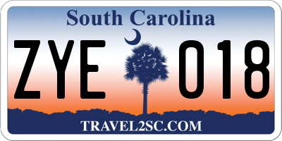 SC license plate ZYE018