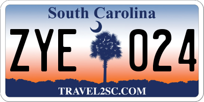 SC license plate ZYE024