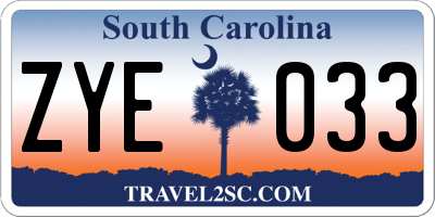 SC license plate ZYE033