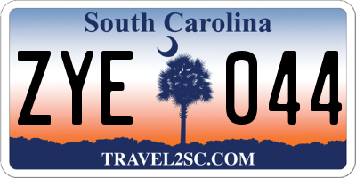 SC license plate ZYE044