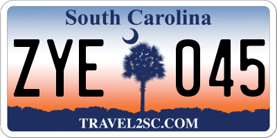 SC license plate ZYE045