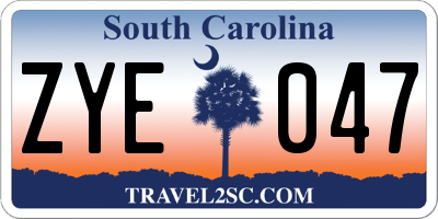 SC license plate ZYE047