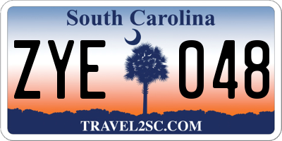 SC license plate ZYE048