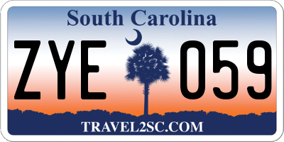SC license plate ZYE059