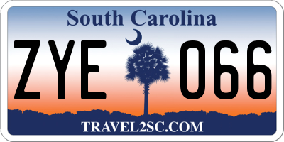 SC license plate ZYE066
