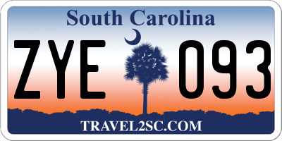 SC license plate ZYE093