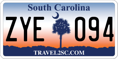 SC license plate ZYE094