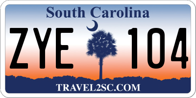 SC license plate ZYE104