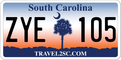 SC license plate ZYE105