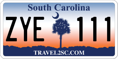 SC license plate ZYE111