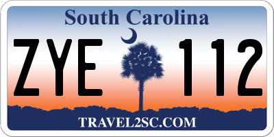 SC license plate ZYE112