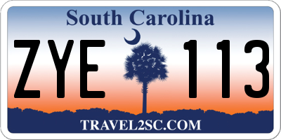 SC license plate ZYE113