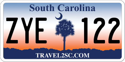 SC license plate ZYE122
