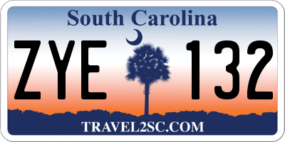 SC license plate ZYE132