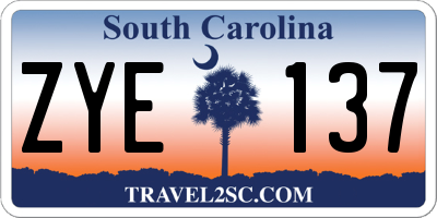 SC license plate ZYE137