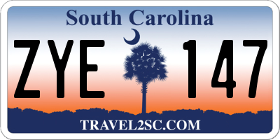 SC license plate ZYE147