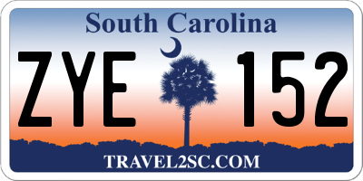 SC license plate ZYE152