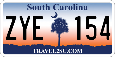 SC license plate ZYE154