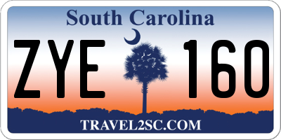 SC license plate ZYE160
